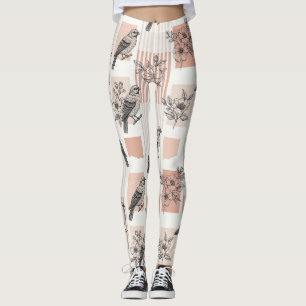 Leggings Flores de Pájaro Vintage Toile Raya (11)