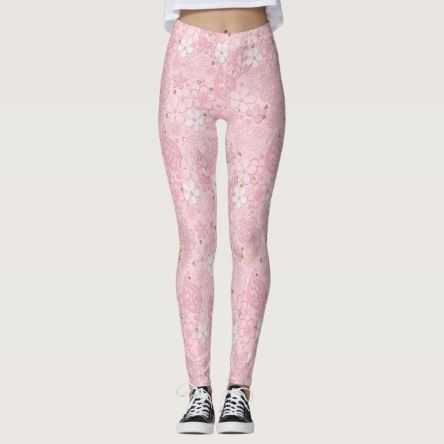 Leggings Flores de papel rosa (Anverso)