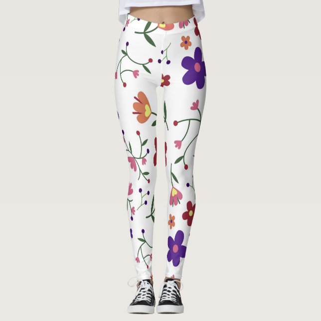 Leggings flores de patrón- (Anverso)