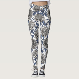Leggings Flores de peón blanco