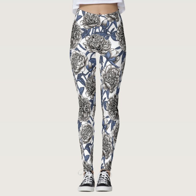 Leggings Flores de peón blanco (Anverso)