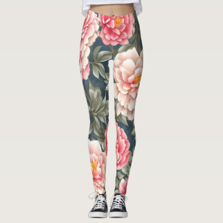 Leggings Flores de peonía de patrón floral