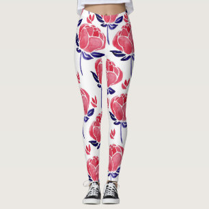 Leggings Flores de primavera, acuarela sin costuras.