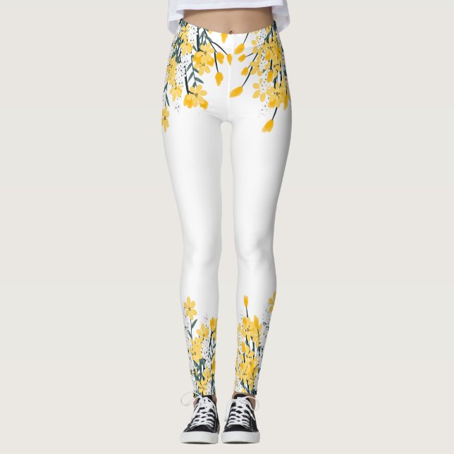 Leggings Flores de primavera amarilla (Anverso)