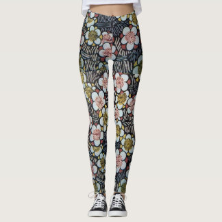 LEGGINGS FLORES DE PRIMAVERA AMARILLA PINCA NEGRA