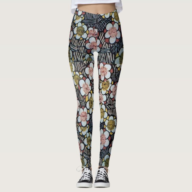 LEGGINGS FLORES DE PRIMAVERA AMARILLA PINCA NEGRA (Anverso)