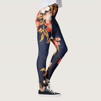 LEGGINGS FLORES DE PRIMAVERA BLANCA ROJA ROJA PROFUNDA FLOR