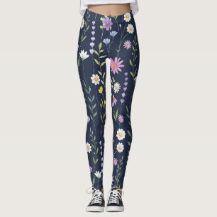 Leggings Flores de primavera de patrón de superficie floral