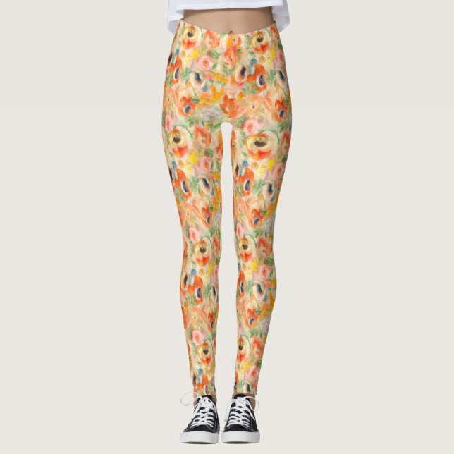 Leggings Flores de primavera naranja (Anverso)