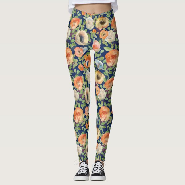 Leggings Flores de primavera naranja (Anverso)