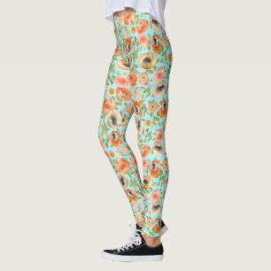 Leggings Flores de primavera naranja