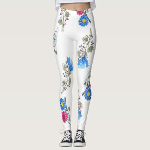 Leggings Flores de primavera rosada acuarela Botánica