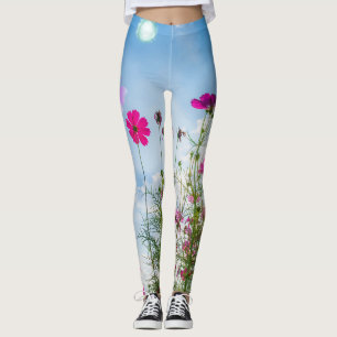 Leggings flores de primavera y mariposa