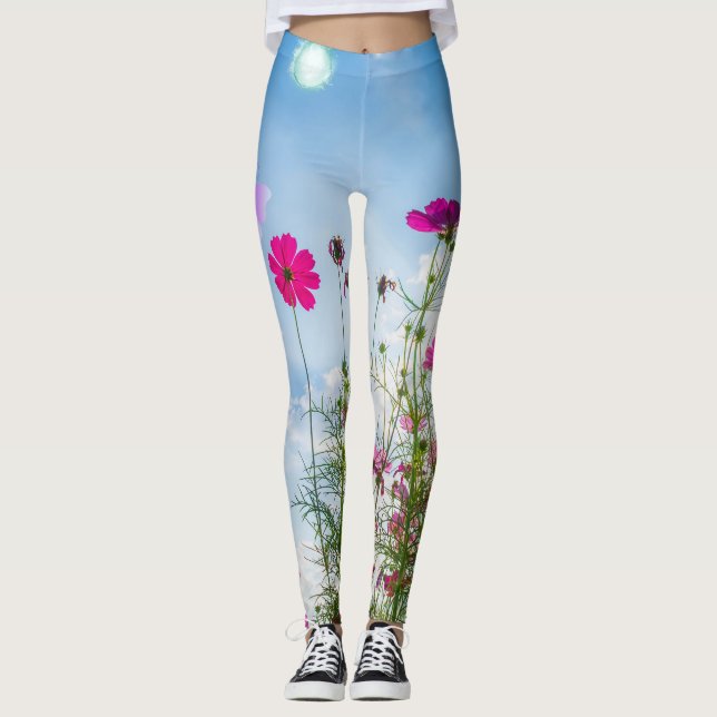 Leggings flores de primavera y mariposa (Anverso)