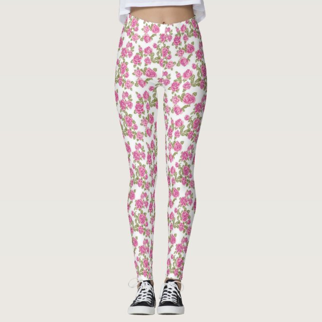 Leggings Flores de Rosa Rosa (Anverso)