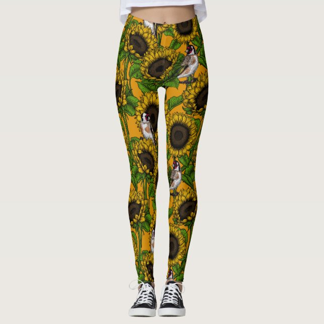 Leggings Flores de sol y ataúdes en naranja (Anverso)