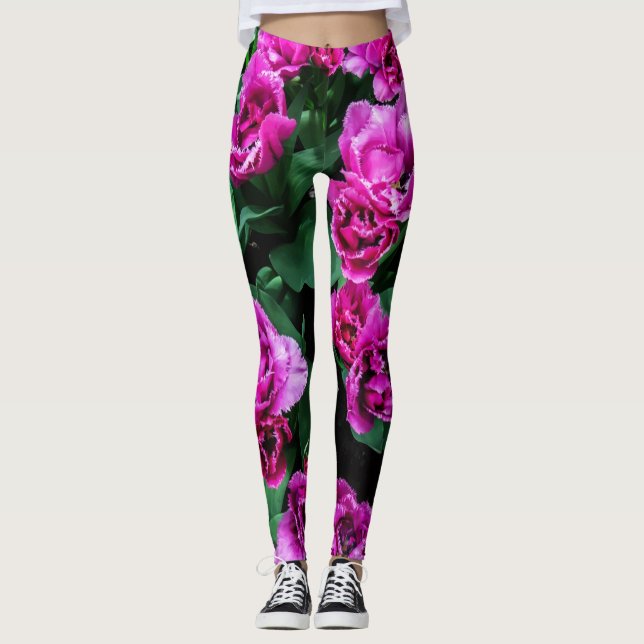 Leggings Flores de tulipanes rosados (Anverso)