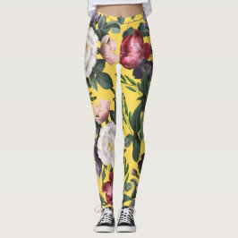 Leggings Flores de verano alegres bonitos boho amarillo bri