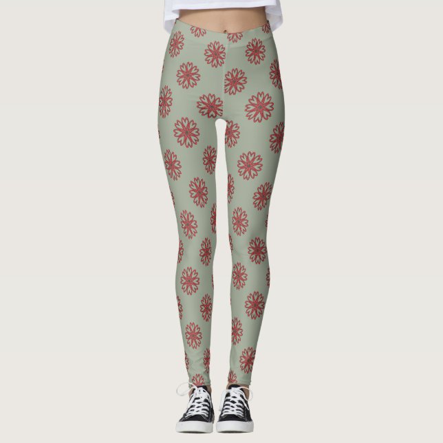 Leggings Flores del corazón del Hippie de Boho (Anverso)