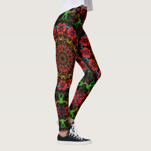 Leggings Flores del hibisco del fractal del caleidoscopio