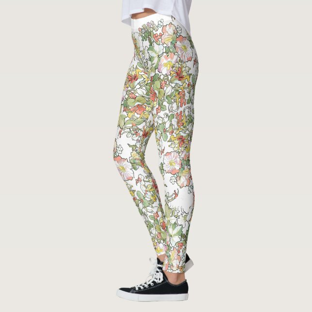Leggings Flores del Hollyhock de Mucha por todo las (Izquierda)