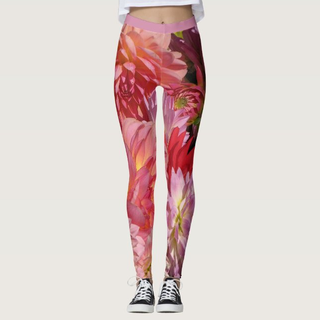 Leggings Flores del jardín de Dahlia Abstract Pattern Leggi (Anverso)