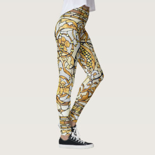Leggings Flores del lirio de Nouveau del arte por todo las