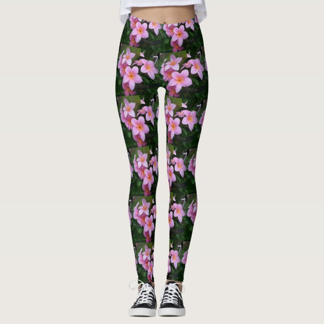 Leggings Flores del Plumeria de Hawaii (Anverso)