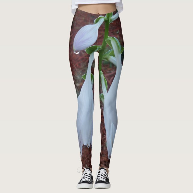 Leggings Flores delicadas blancas de Hosta del Sol (Anverso)