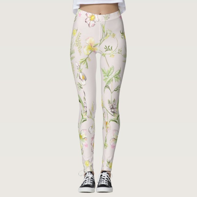 Leggings flores delicadas con una mariposa al estilo chino (Anverso)