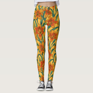 Leggings Flores diurnas, azules y amarillas