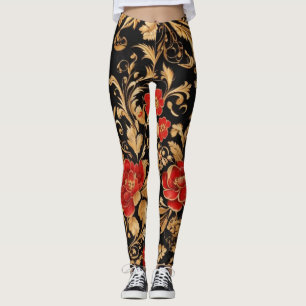 Leggings Flores doradas: flores opulentas