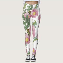 Leggings Flores dulces patrón verano bonito blanco de moda