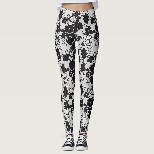 Leggings Flores en blanco y negro (Anverso)