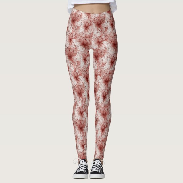 Leggings Flores en velo escarlata (Anverso)