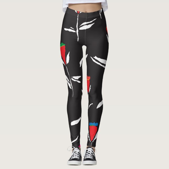Leggings Flores estilizadas: Elegancia de patrones de época (Anverso)