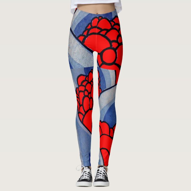 Leggings flores estilizadas y hojas impresas (Anverso)
