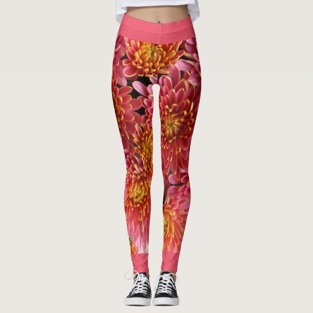 Leggings flores exóticas de crisantemo (Anverso)