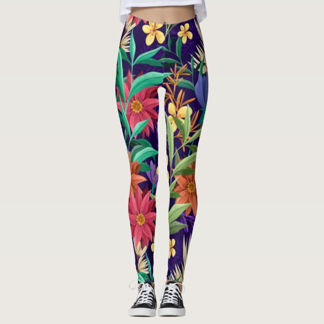 Leggings Flores exóticas florales patrón-23004 (Anverso)