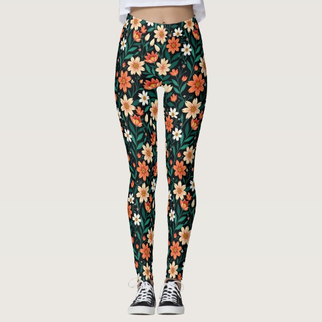 Leggings Flores exóticas florales patrón-24190 (Anverso)
