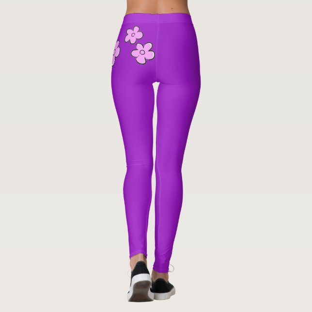Leggings Flores felices - Rosa en morado (Reverso)