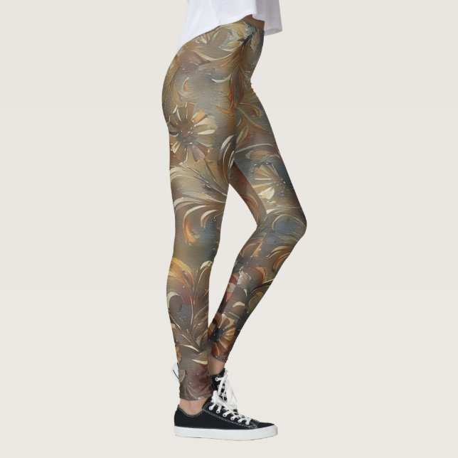 Leggings Flores filigranas Florales Leguas Gris Bronce (Derecha)