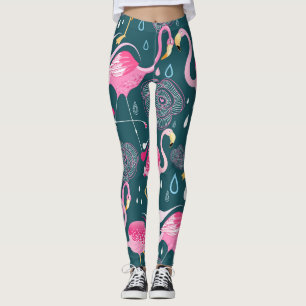 Leggings Flores Flamingos: Gráfica Oscura Sin Maravillas.