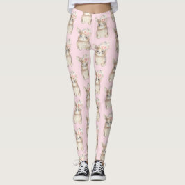 Leggings Flores florales femeninas de Rubor de la acuarela