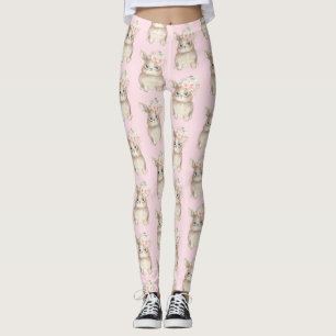 Leggings Flores florales femeninas de Rubor de la acuarela