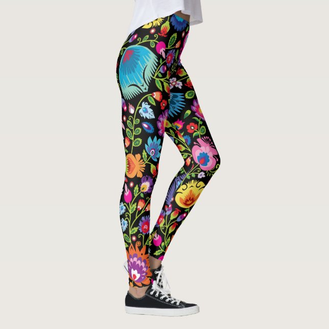 Leggings Flores folclóricas Wycinanki negro  (Derecha)