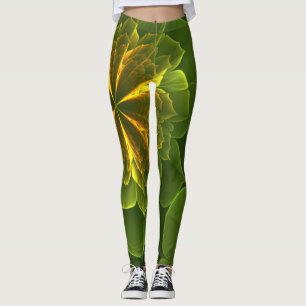 Leggings Flores fractales amarillas verdes