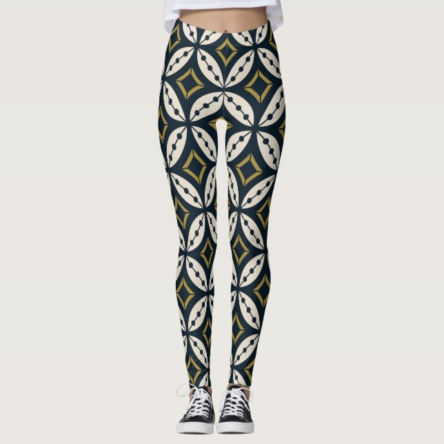 Leggings Flores geométricas sin foco: patrón colorido. (Anverso)