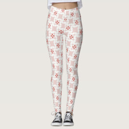 Leggings Flores Geométricas Suaves Rosa Pastel y Blanco Sin