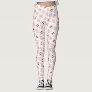 Leggings Flores Geométricas Suaves Rosa Pastel y Blanco Sin